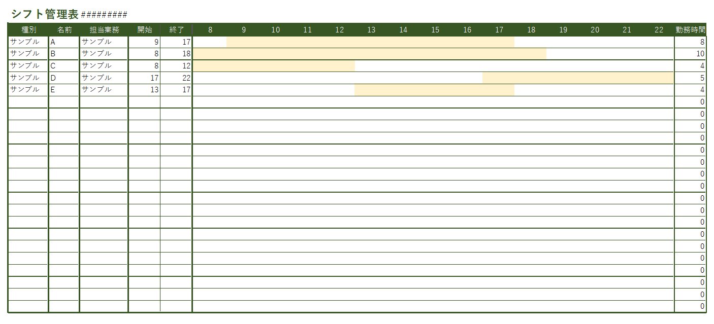 無料41種 シフト表テンプレート Excel・PDF・スプシ 業種別テンプレートあり無料・登録不要ビズ研