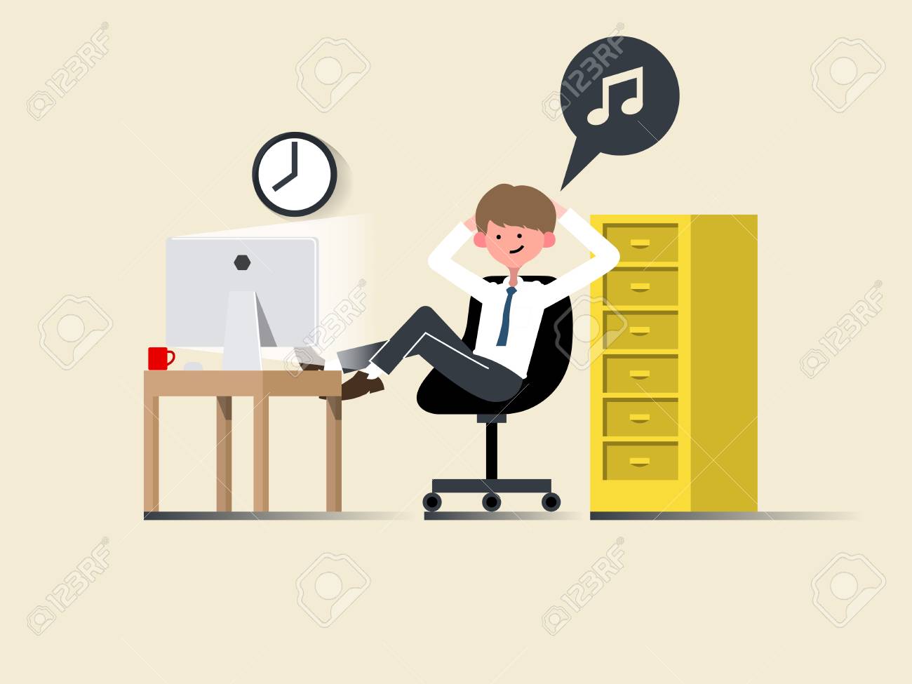 仕事がはかどる男性：イラスト無料