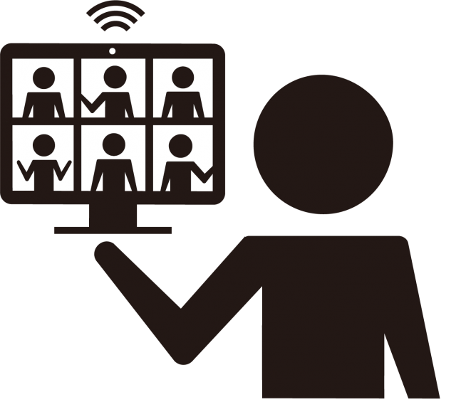 会議無料のAi・PNG白黒シルエットイラスト