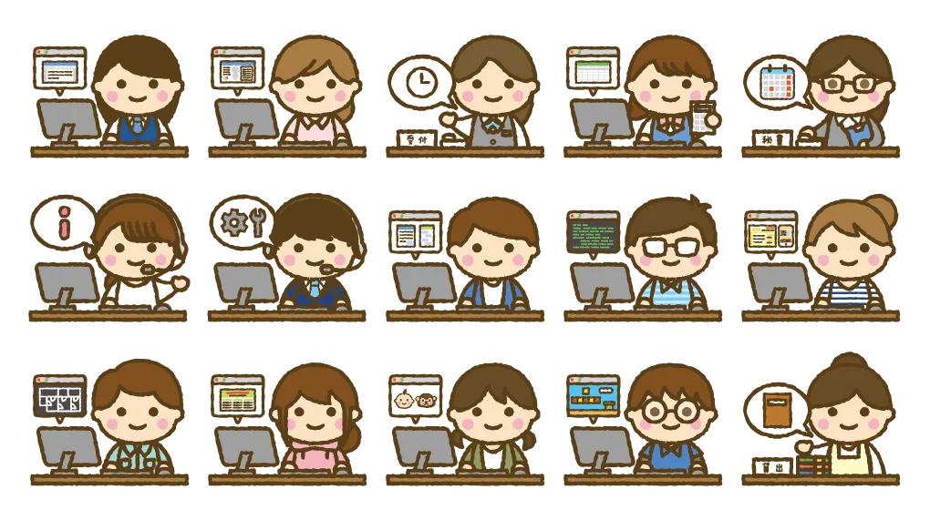 群衆イラスト 色々な職業の集合イラスト