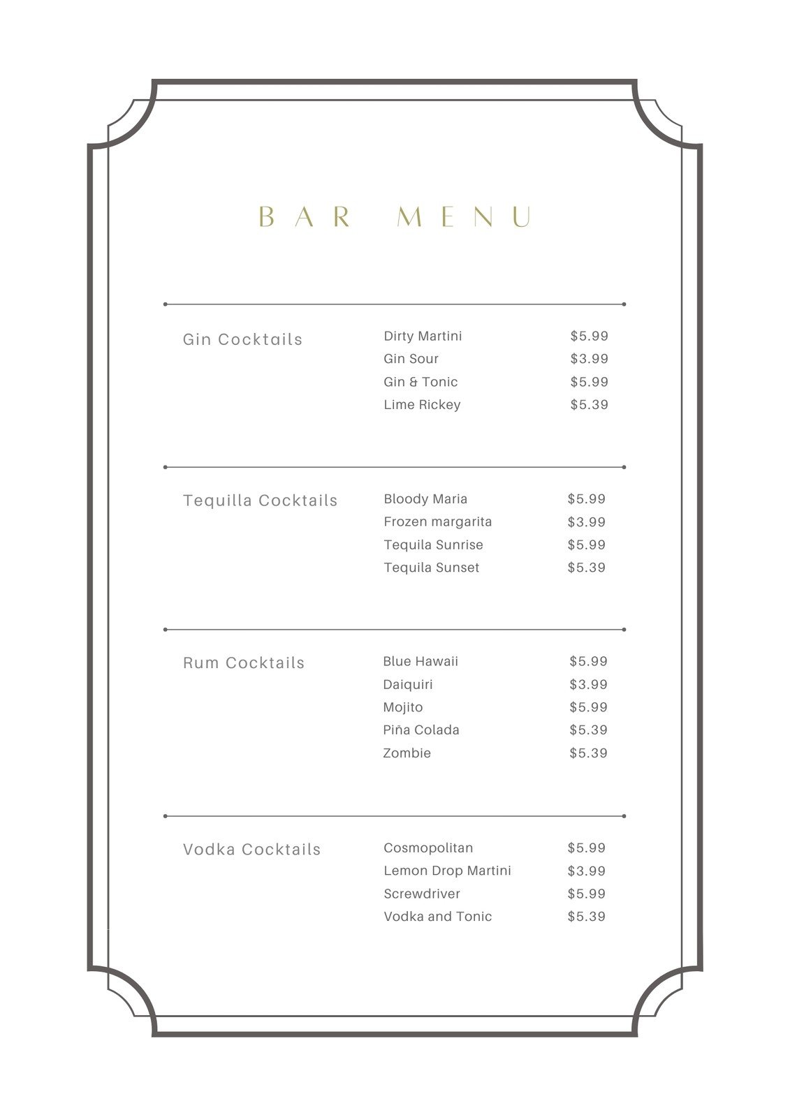 おしゃれなメニュー表を無料で作成！カフェや居酒屋テンプレート集