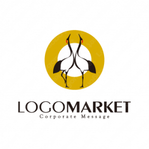 ロゴ販売サンプルです。鶴・輪・富士・縁起物・ロゴ・マークデザイン580をイメージしたロゴデザインです