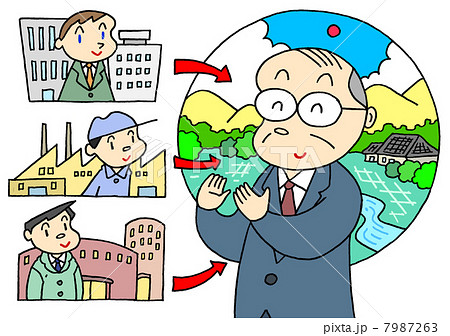 野菜店外観。白い背景に街の通りにある商業ビルのベクターイラスト。地元企業のイラスト素材・ベクター Image 195759670