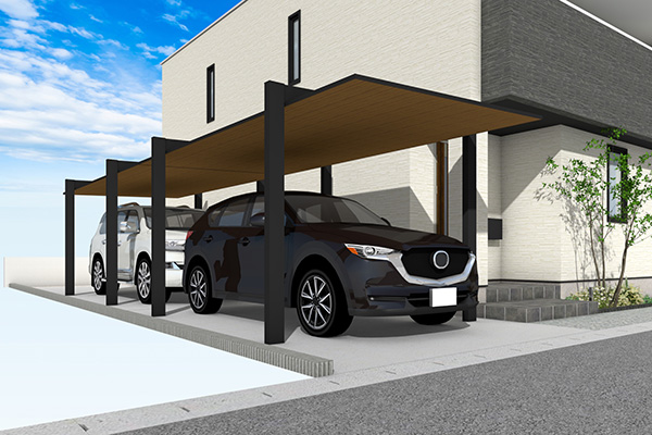 滋賀県初 LIXIL カーポートSC 後方支持 2台用 栗東市Pono Design滋賀県・京都府の外構設計・施工