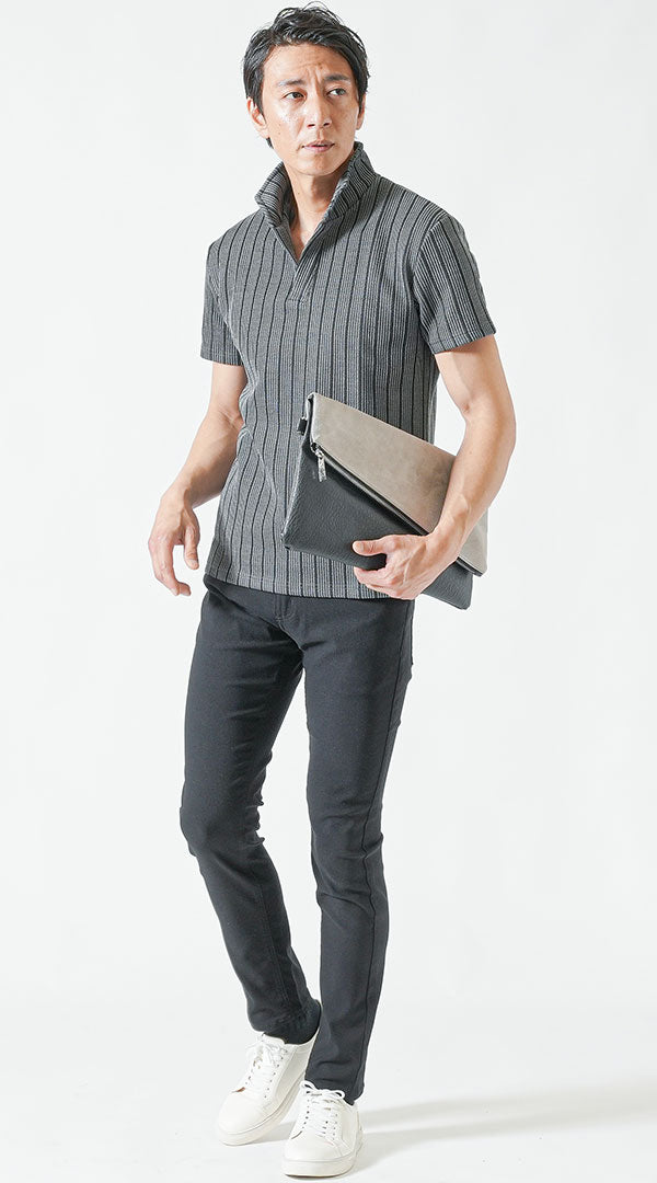 TAKA-Q 接触冷感 ワイドカラー 半袖ポロシャツグレーメンズ ポロシャツ カットソー ワイシャツ カジュアル インナー ビジネス ギフトプレゼント ゴルフ 通勤 仕事 - ファッション通販 MAGASEEK マガシーク