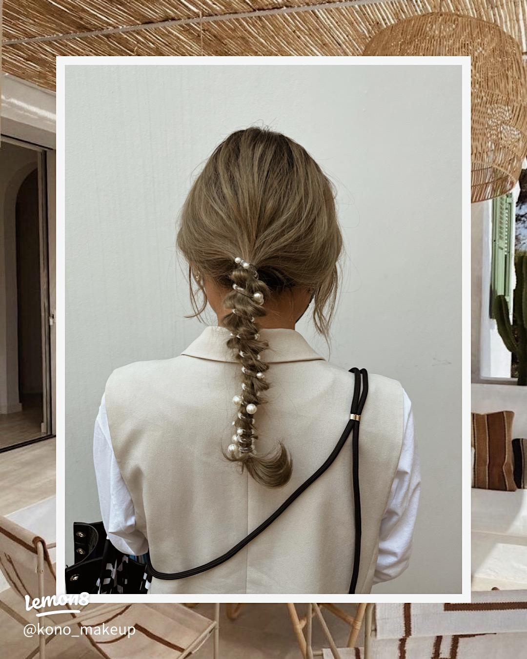 巻き付けるだけで ポニーテールが可愛くなる アイテム♡！ コイルポニーが入荷しました☺️ ハサミでカットして巻きつけるだけ✨コイルポニーは3つで330yen✨ヘアアレンジ 簡単ヘアアレンジ ポニーテール スプリングゴム