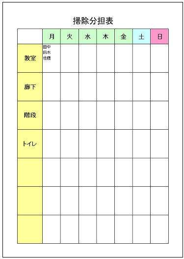 掃除当番表は、なかなか具合がいいです。山本ふみこさんのうふふ日記 - 楽天ブログ
