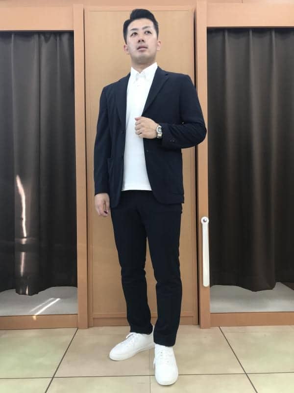 メンズポロシャツとジャケットのビジネスおしゃれコーデ例ビジネス・オフィス・スマートカジュアル専門通販