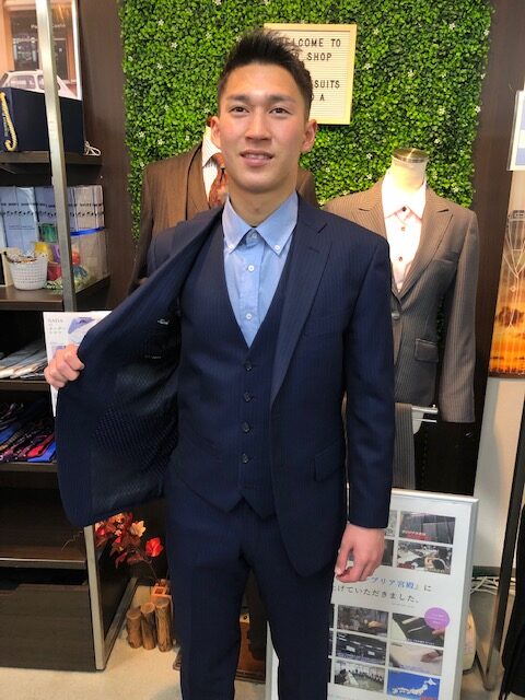 紺ストライプスーツ JOURNAL WORKS スリム AOKI公式通販