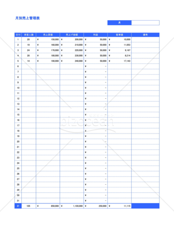 Googleスプレッドシート 予定管理表bizocean ビズオーシャン