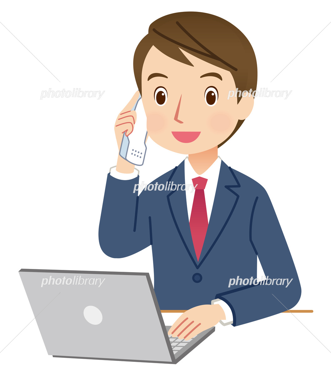 フリーイラストパソコンで仕事を片付けるビジネスマンパブリックドメインQ：著作権フリー画像素材集