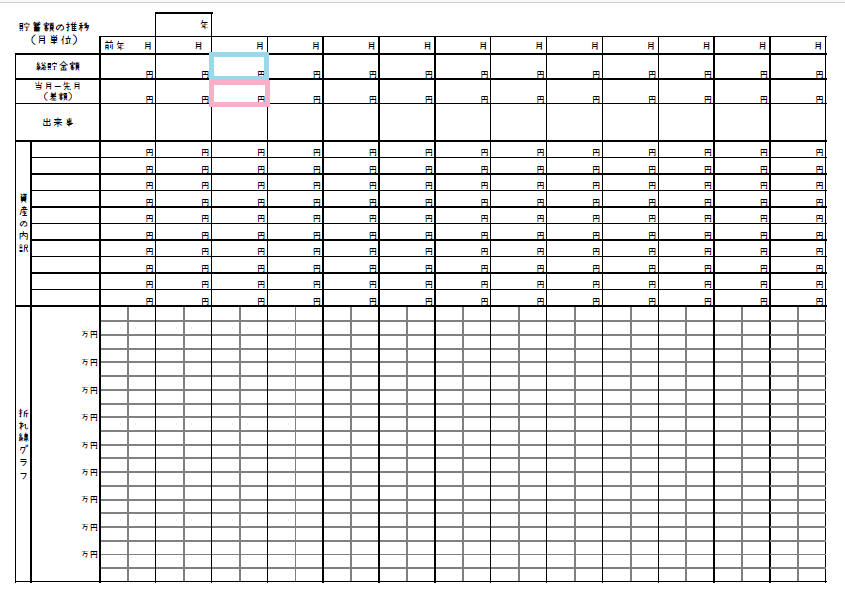 年間の家計簿のテンプレート・Excel無料のビジネス書式テンプレート