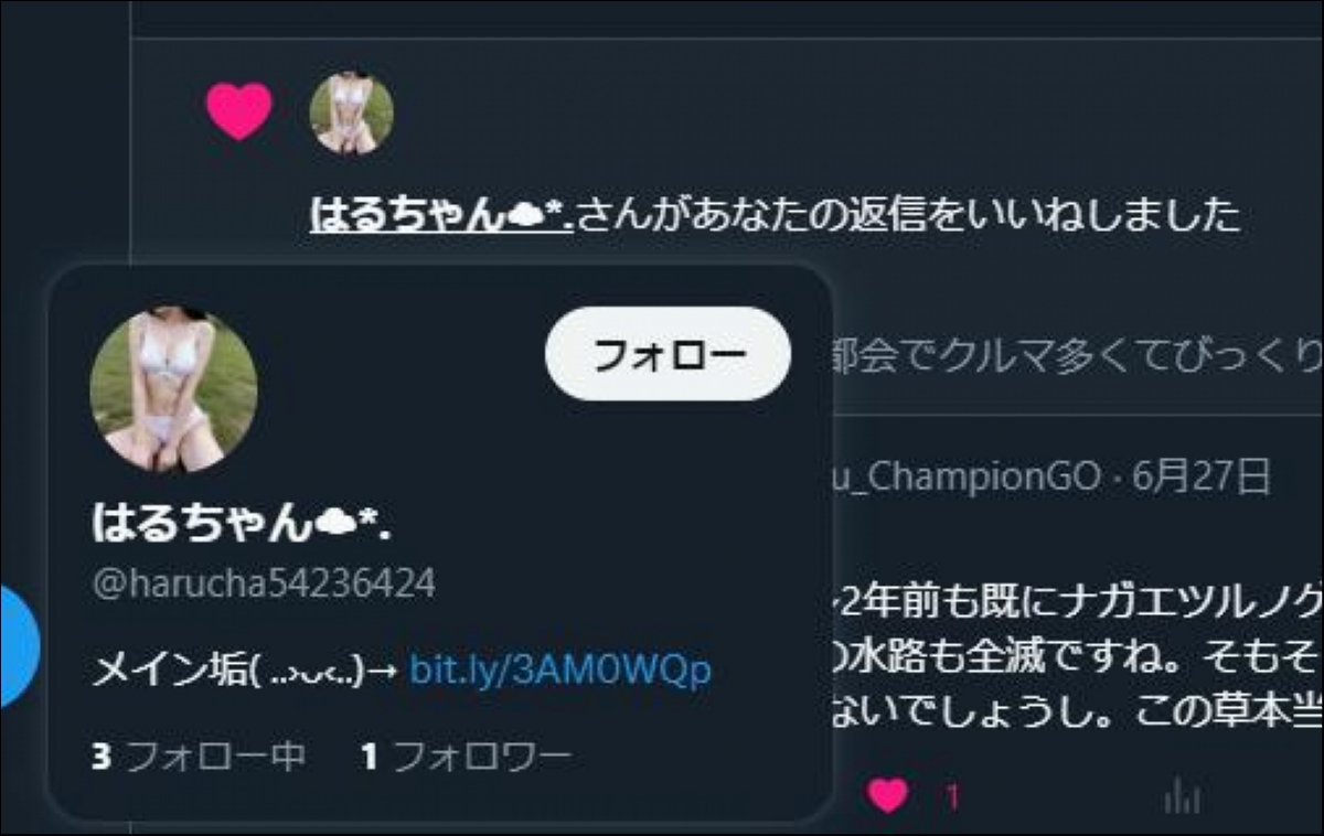 twitterで謎のエロ垢女子が昔のリプにイイね！してくるやつの目的 UNITORO