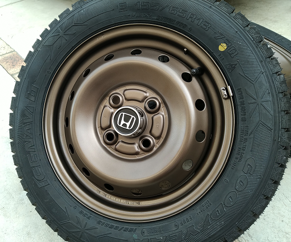 14インチ 鉄チンホイール 艶消し黒塗装 NV100 純正鉄ちんホイールを ノ