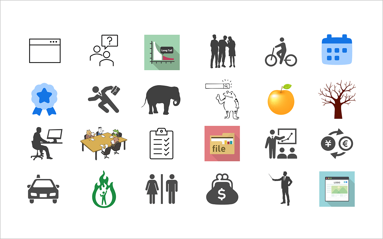 ビジネス アイテム アイコン セット：イラスト無料