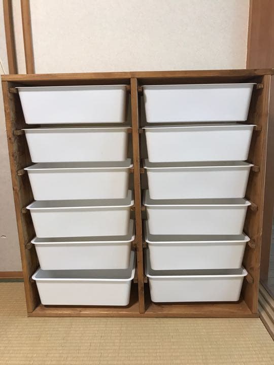 カインズホームに売ってた箱！イケヤのトロファスト位深い！容器使わない時かさばらない！値段698円多分