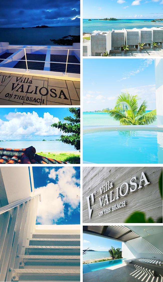 Villa VALIOSA ON THE BEACH 海と空と、ひとつになる。 全6室プライベートプール•露天ジャグジー付きスイート最大9名様でご宿泊いただけます。沖縄プール付き沖縄旅行ホテルヴィラカフェbbq