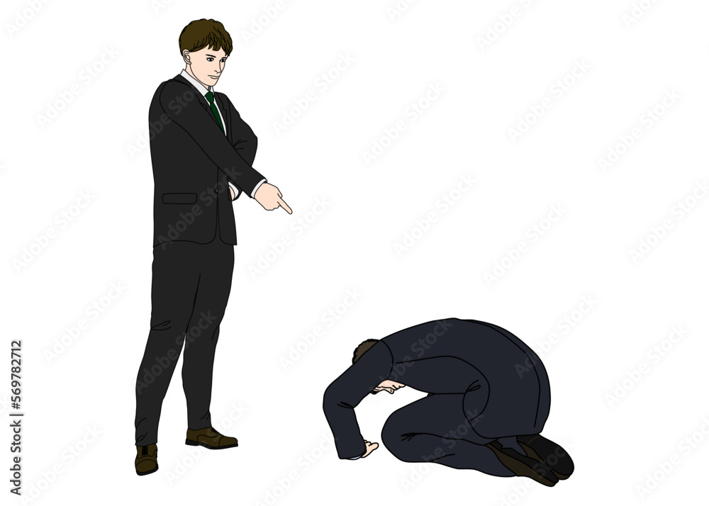 解決策をひらめく上司と部下のシンプルなベクターイラストセット素材232946476- イメージマート