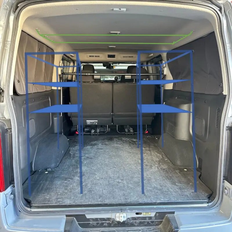 ハイエース 荷台にキャリア・棚 - ハイエース NV350キャラバン トランポ専門店