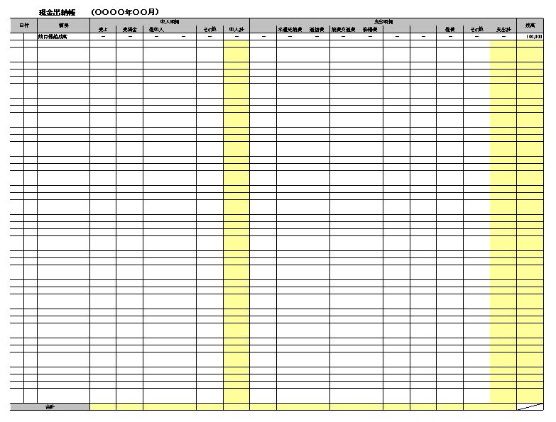 インボイス対応エクセル出納帳