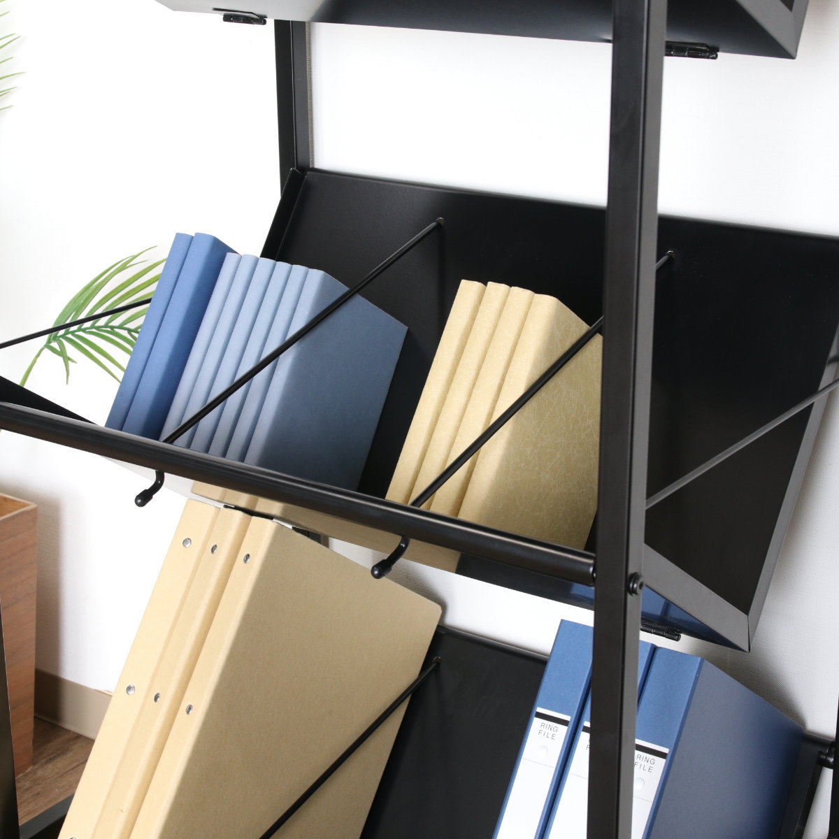 マガジンラック サイドワゴン デスクワゴン 5段 キャスター付き 斜め 本棚 書類整理 ファイルワゴン ファイルボックス 薄型 北欧 コンパクト大容量 引き出し