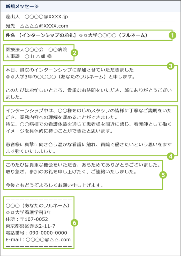 インターンシップ・病院見学会のお礼状の書き方看護roo!就活