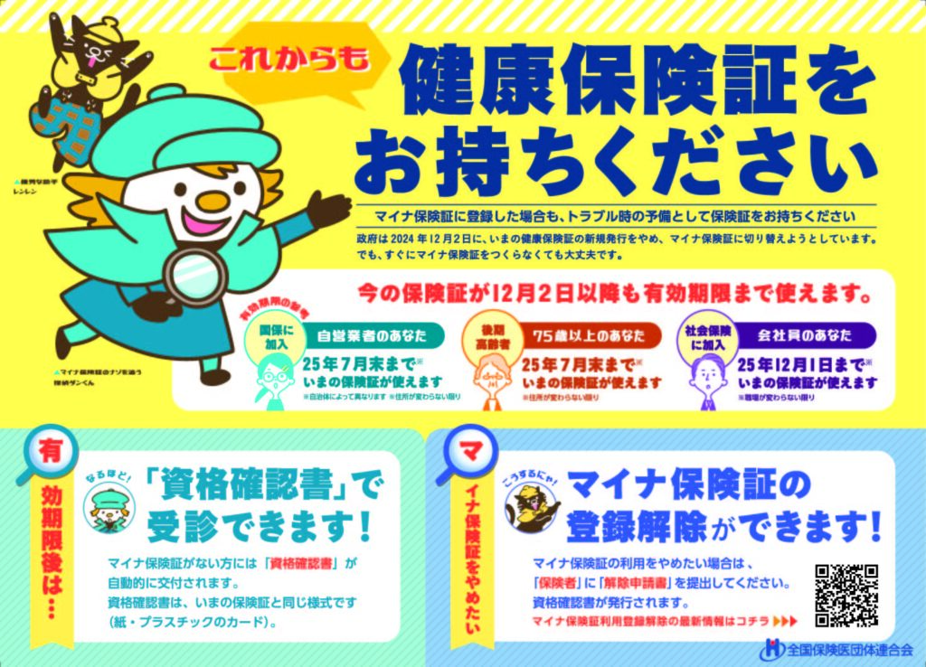 オンライン資格確認 「保険証を持参してください」ポスター 2023年9月版東京保険医協会