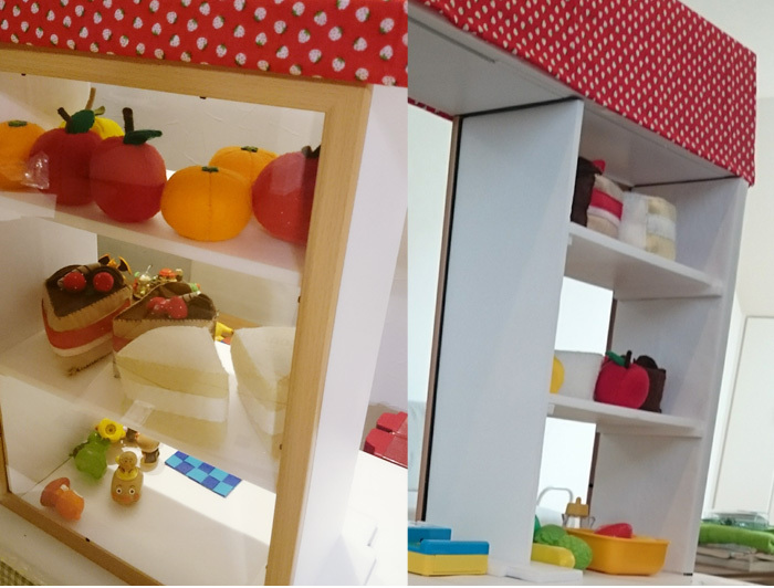 段ボールでお店づくり マルシェ編 。使わない時はたたんで収納できます。お店ごっこにいかがですか？ 後編クラフポ