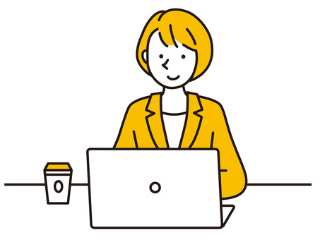 パソコンのデスクトップの無料イラスト素材イラストイメージ