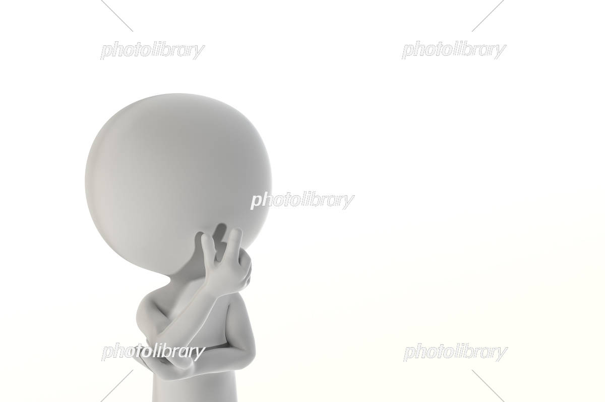 考える人 中年男性 白黒イラスト