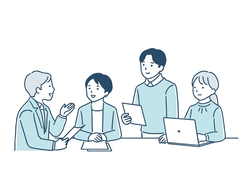 案内をするビジネスマン 男性 のイラストエコのモト