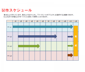 Excel・Word形式の年間スケジュール表のA4テンプレート・四季に合わせて色が変わる イラストボックス「プレミアム」テンプレート