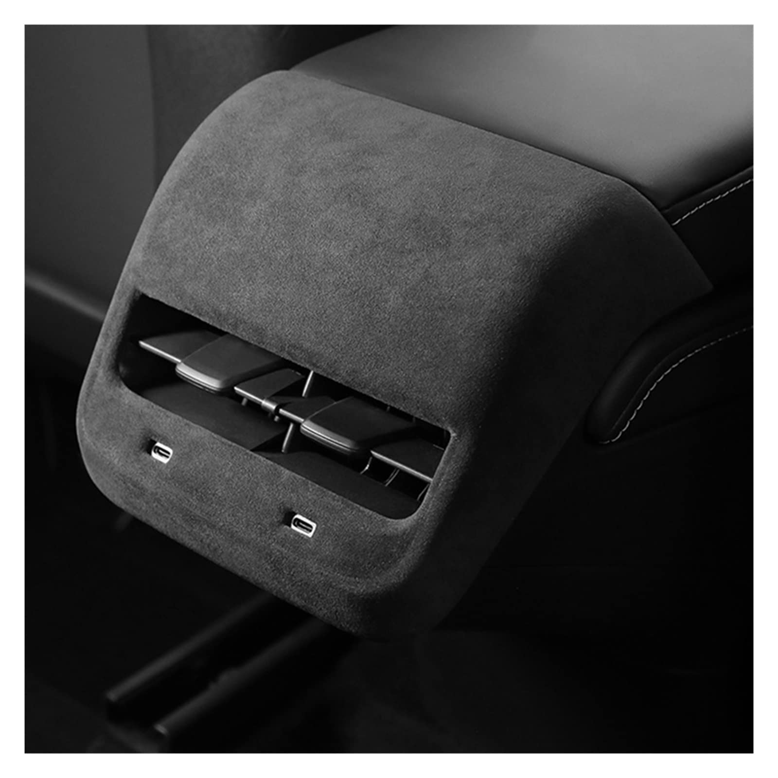 リアエアコンダクトカバー テスラ モデルY 2020年～ ブルー スウェード素材 AP-IT1447-BL